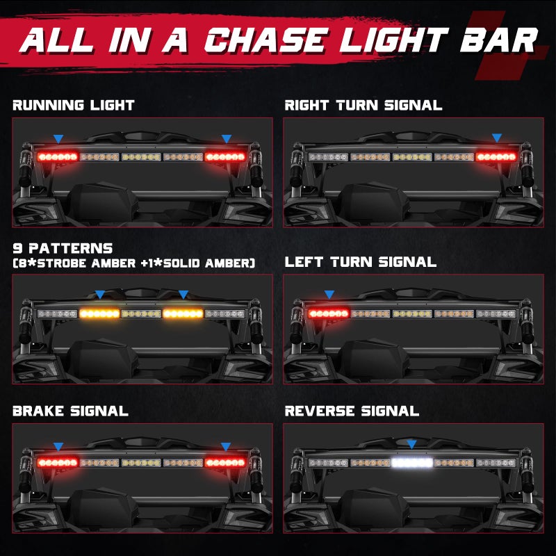 OFFROADTOWN شريط إضاءة LED بطول 30 بوصة من OFFROADTOWN مع أضواء فلاش خلفية وإشارة انعطاف وإضاءة فرامل لسيارات UTV RZR بولاريس ياماها 4x4 دُوني باجي كان-أم - Image 4